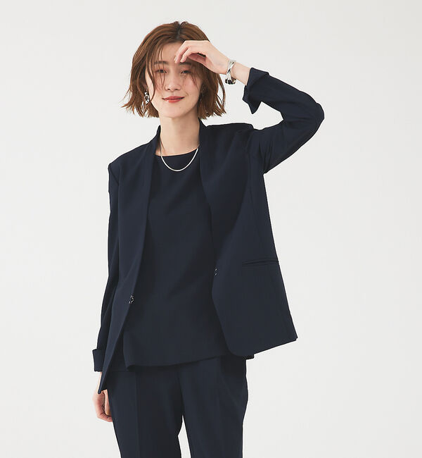 abahouse mavie「【エニデイカセット】ノーカラージャケット＆フレンチスリーブ・パンツセットアップ」|スーツ|