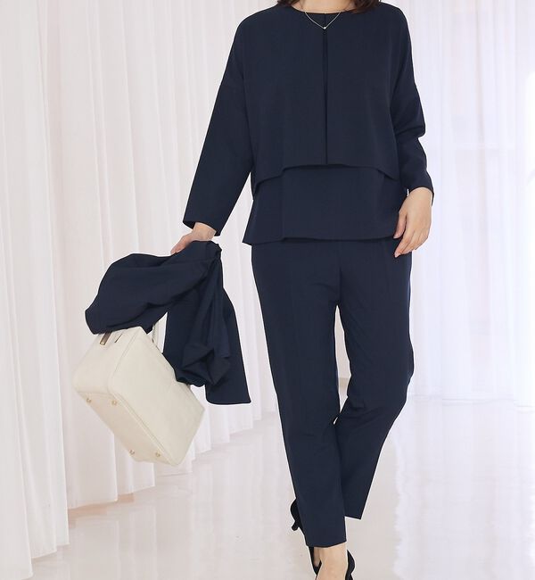 abahouse mavie「【エニデイカセット】ノーカラージャケット＆バックフレアパンツセットアップ」|スーツ|