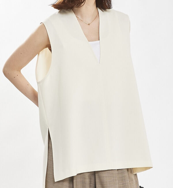 abahouse mavie「【セットアップ対応】ダブルクロスオーバーベスト」|ベスト・ジレ|ホワイト系その他1
