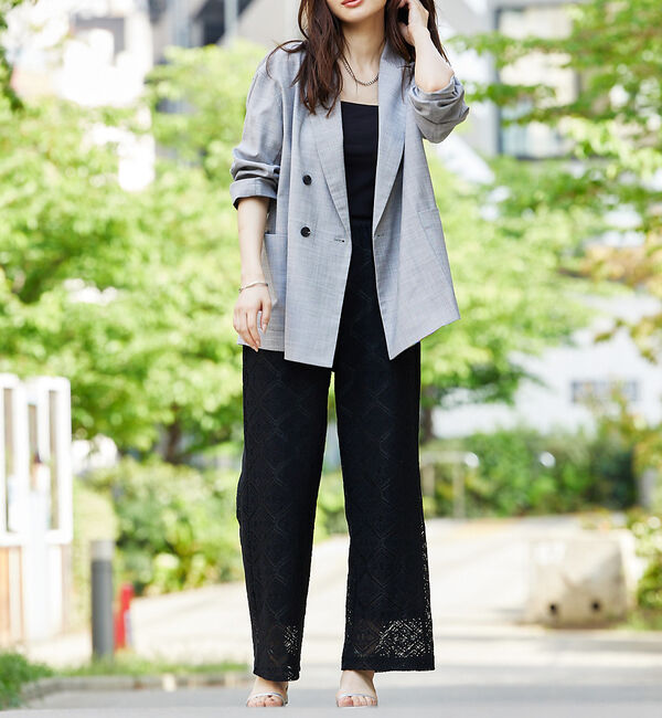 abahouse mavie「【LEE掲載・セットアップ対応】メランジ調ダブルジャケット/リネンライクジャケッ」|テーラードジャケット|