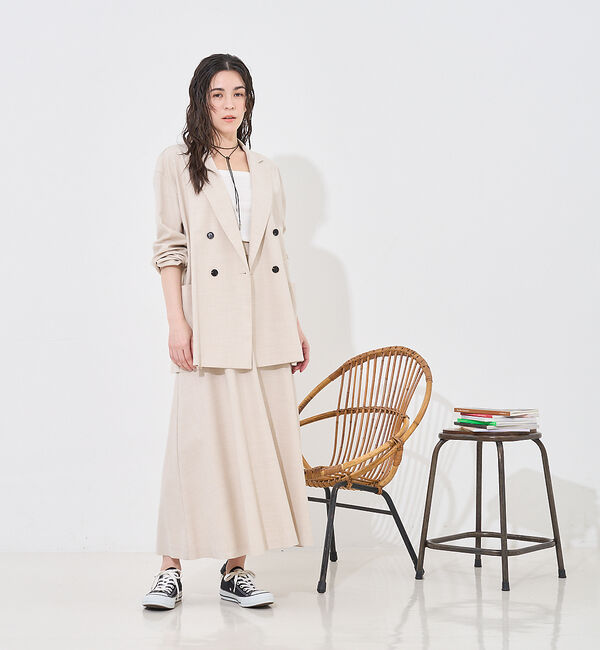 abahouse mavie「【LEE掲載・セットアップ対応】メランジ調ダブルジャケット/リネンライクジャケッ」|テーラードジャケット|