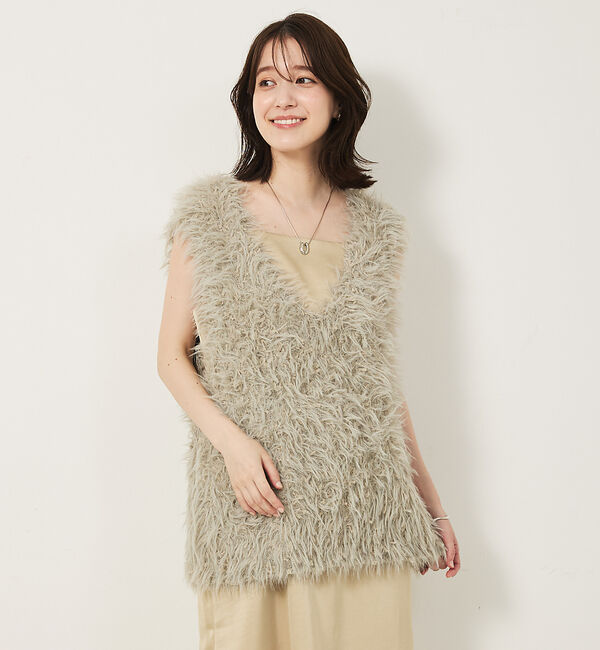 abahouse mavie「フェザーチュールヤーンニットベスト」|ベスト・ジレ|