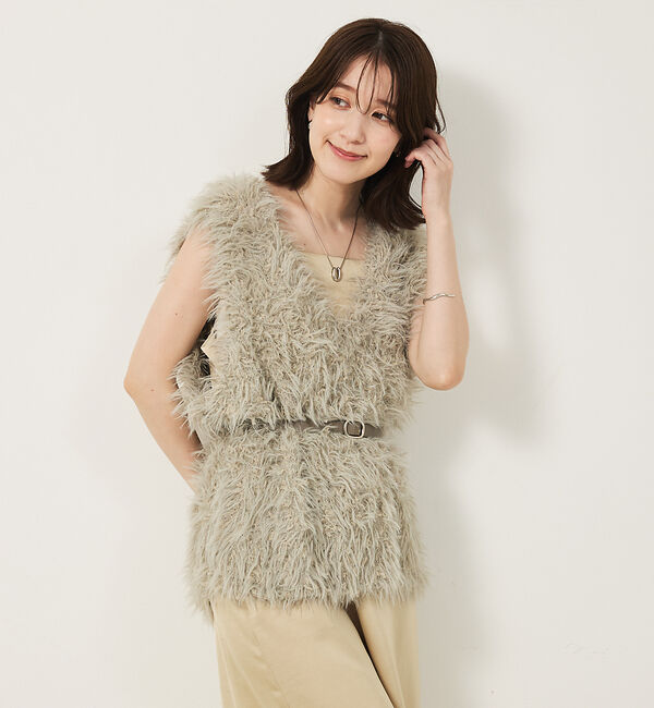 abahouse mavie「フェザーチュールヤーンニットベスト」|ベスト・ジレ|