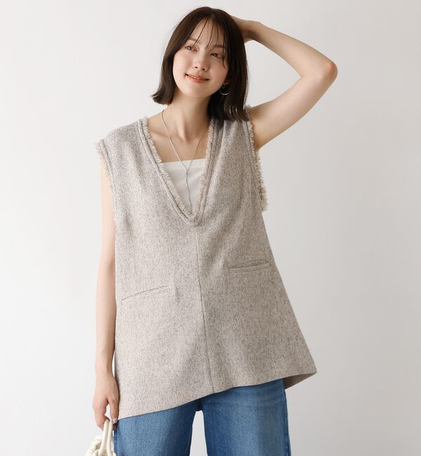 abahouse mavie「ツイードフリンジベスト」|ベスト・ジレ|