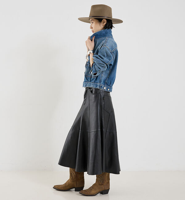 The Store by C' 「【HAIKURE】MID SERENITY LETHER SKIRT／レザースカ」|スカート|