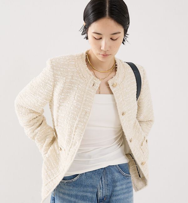 The Store by C' 「【COCUCA】クルーネックツイードジャケット」|ノーカラージャケット|
