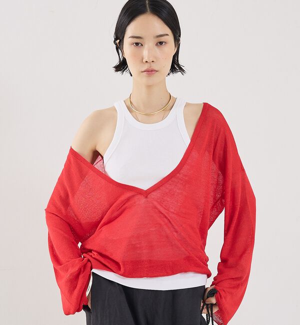 The Store by C' 「【COCUCA】リネンVネックニット【予約】」|ニット・セーター|