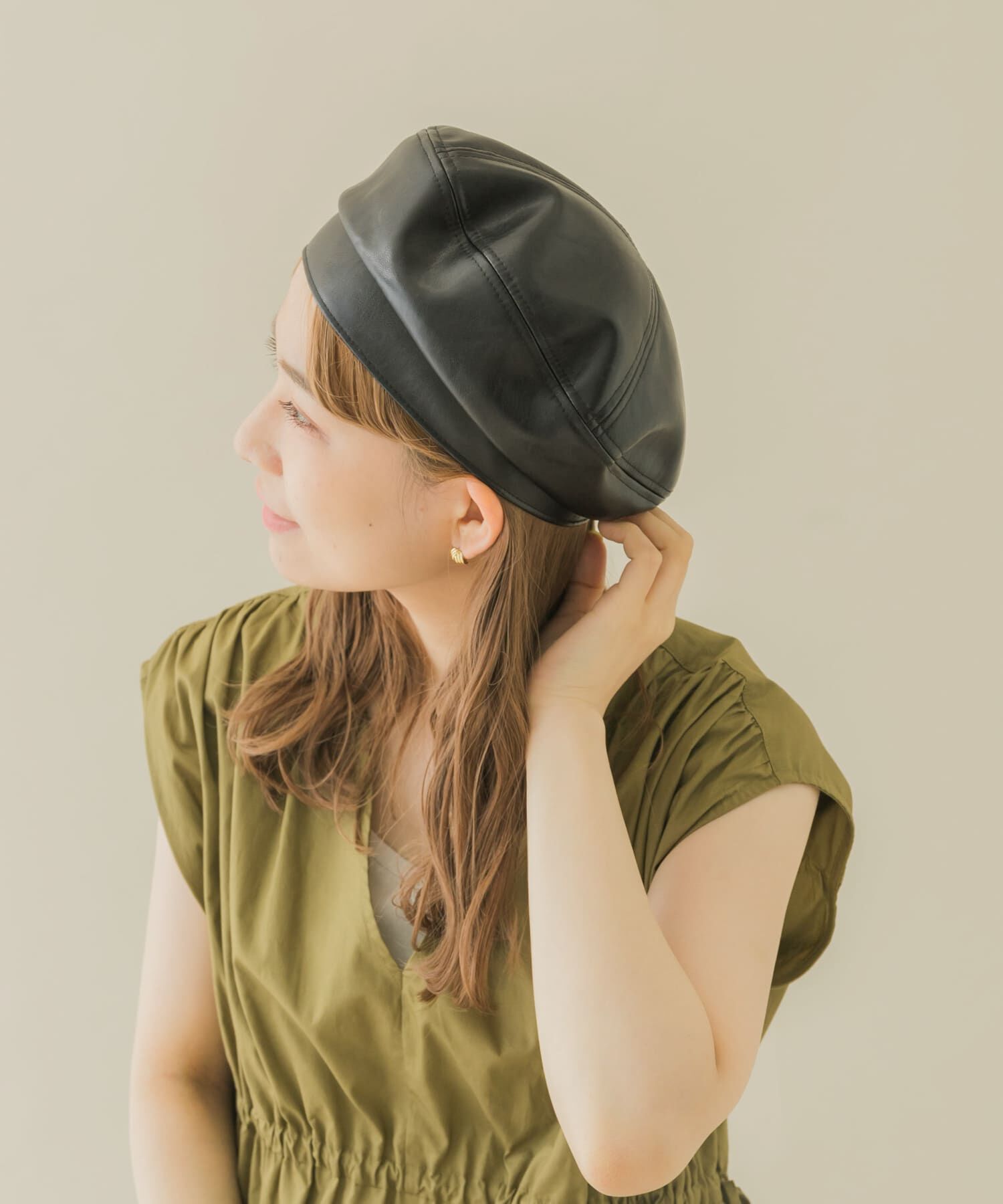 SMELLY「フェイクレザーバックルベレー」|ハンチング・ベレー帽|