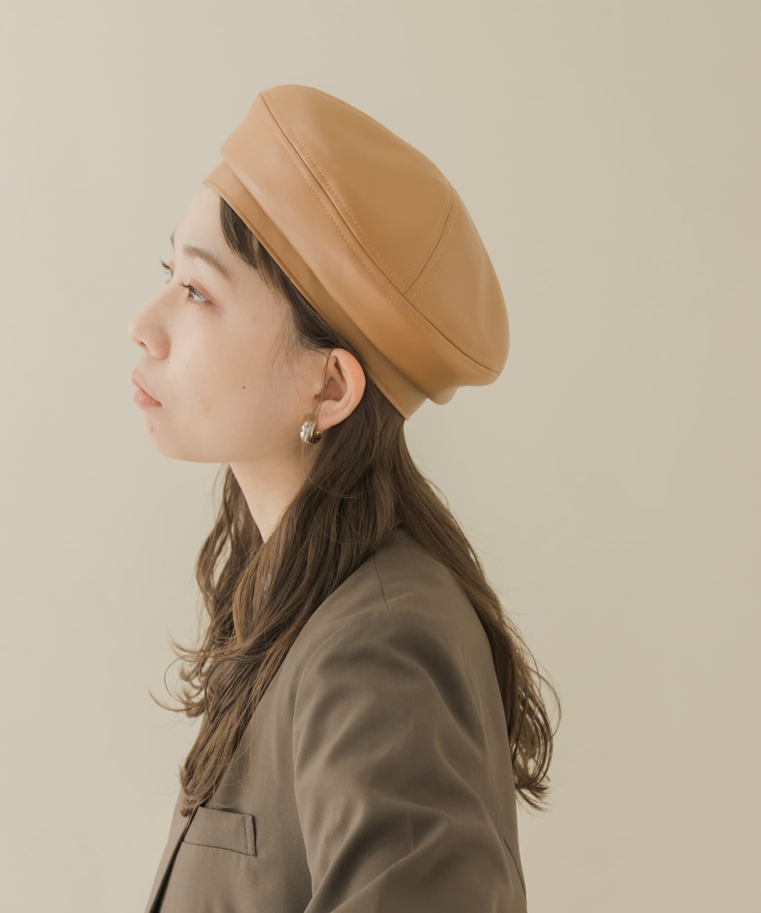 SMELLY「フェイクレザーバックルベレー」|ハンチング・ベレー帽|