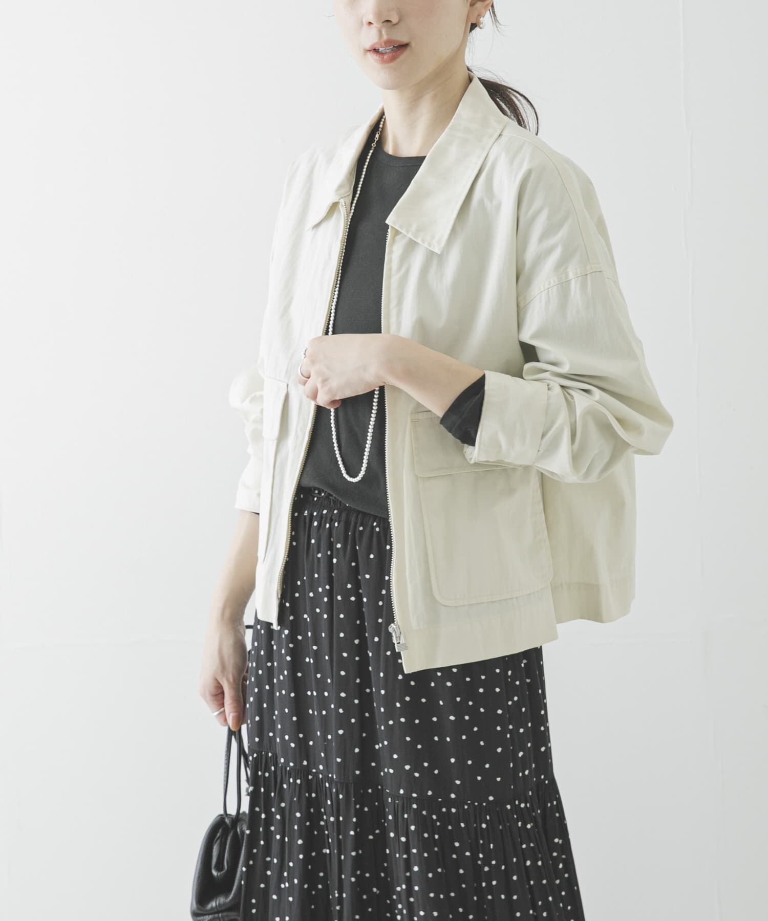 URBAN RESEARCH「コットンナイロンジップブルゾン」|ブルゾン・スタジャン|アイボリー