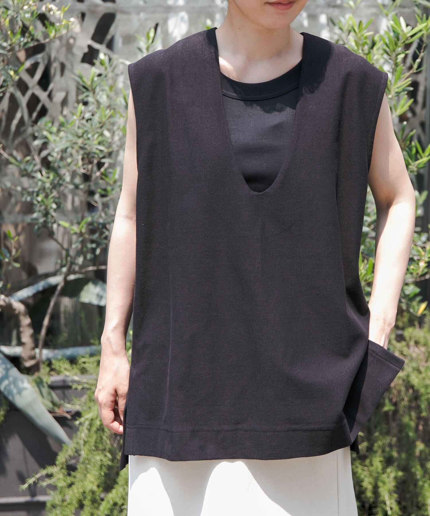 URBAN RESEARCH DOORS「FORK&SPOON　ジャガードUネックベスト」|ベスト・ジレ|