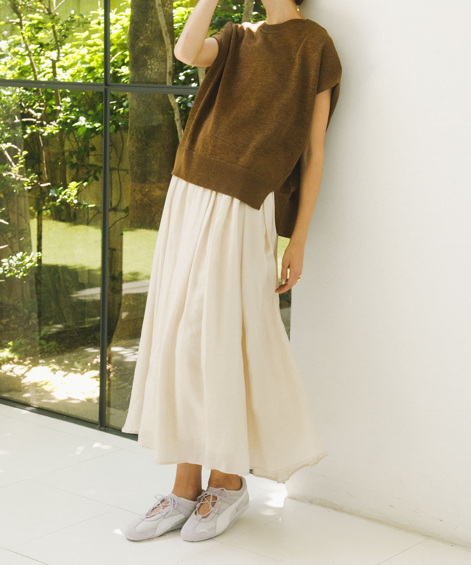 URBAN RESEARCH DOORS「ブライトギャザースカート」|スカート|ナチュラル