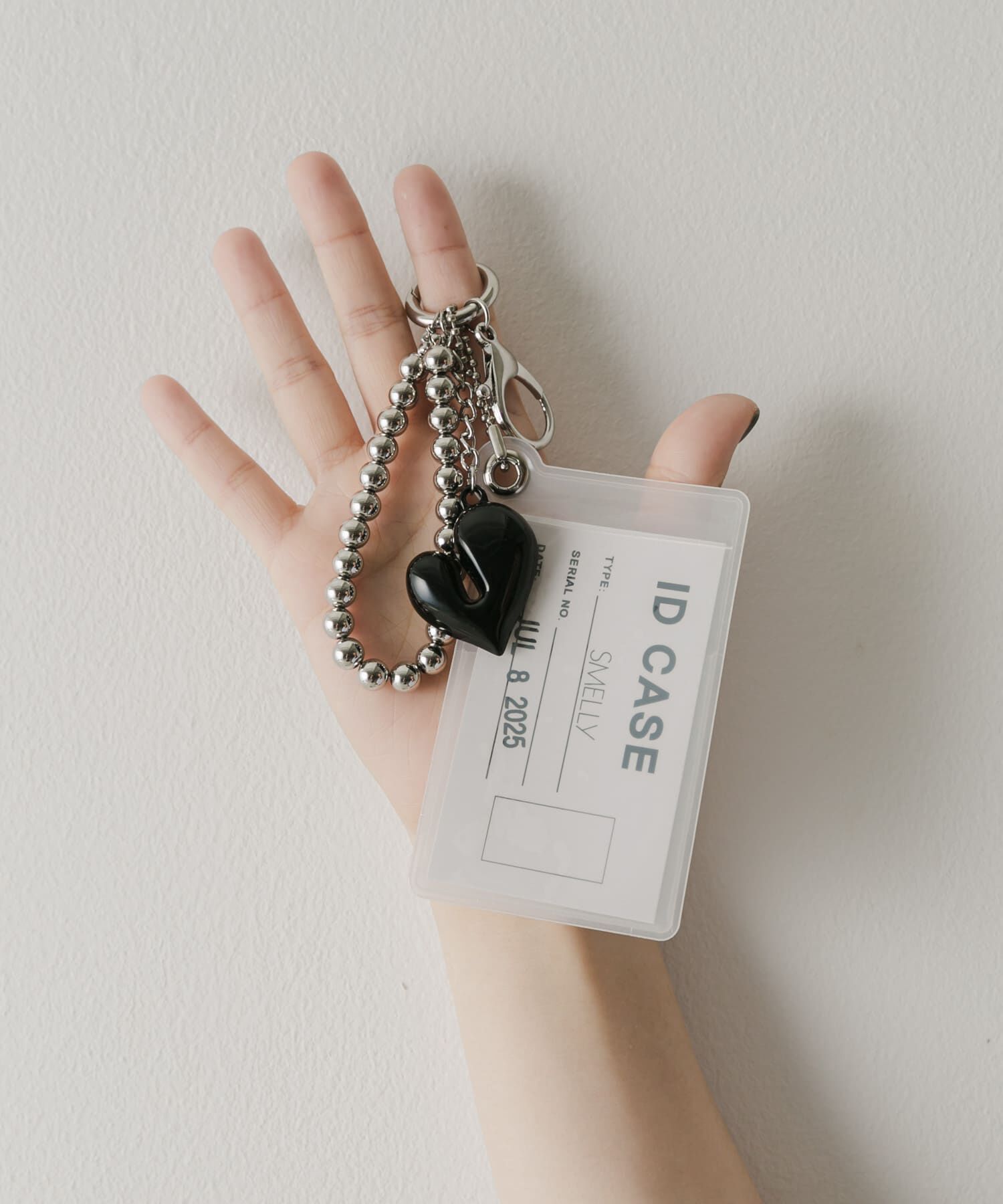 SMELLY「クリアケースハートセットキーチェーン」|チャーム・キーホルダー|ホワイト