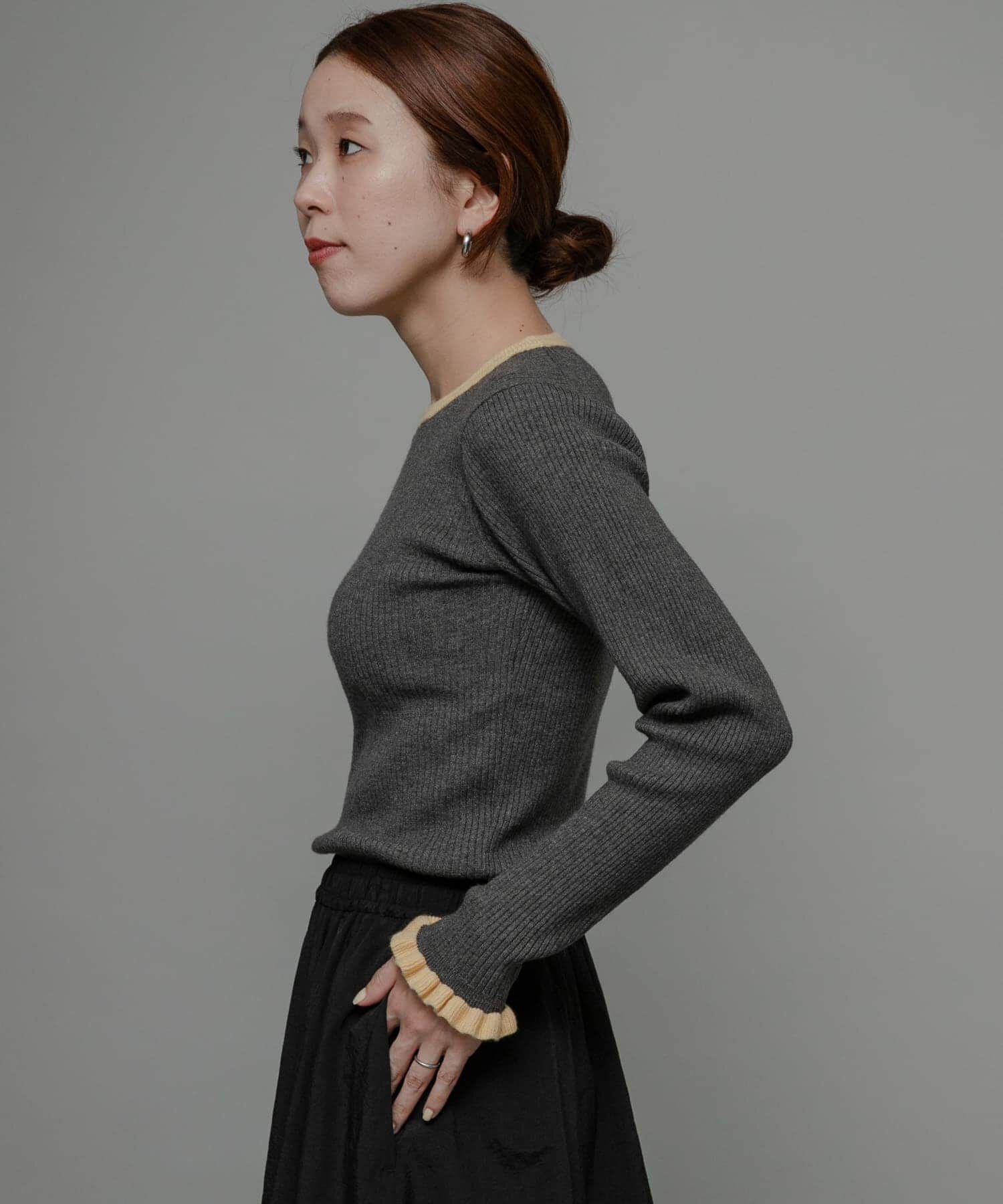 Sonny Label 「袖口フリルクルーネックプルオーバー」|ニット・セーター|