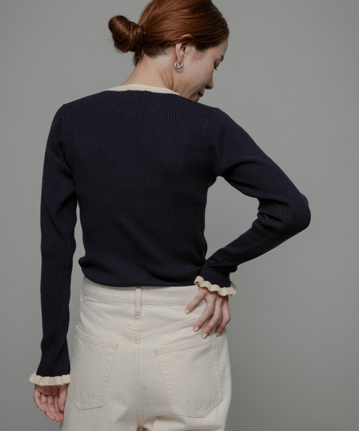 Sonny Label 「袖口フリルクルーネックプルオーバー」|ニット・セーター|