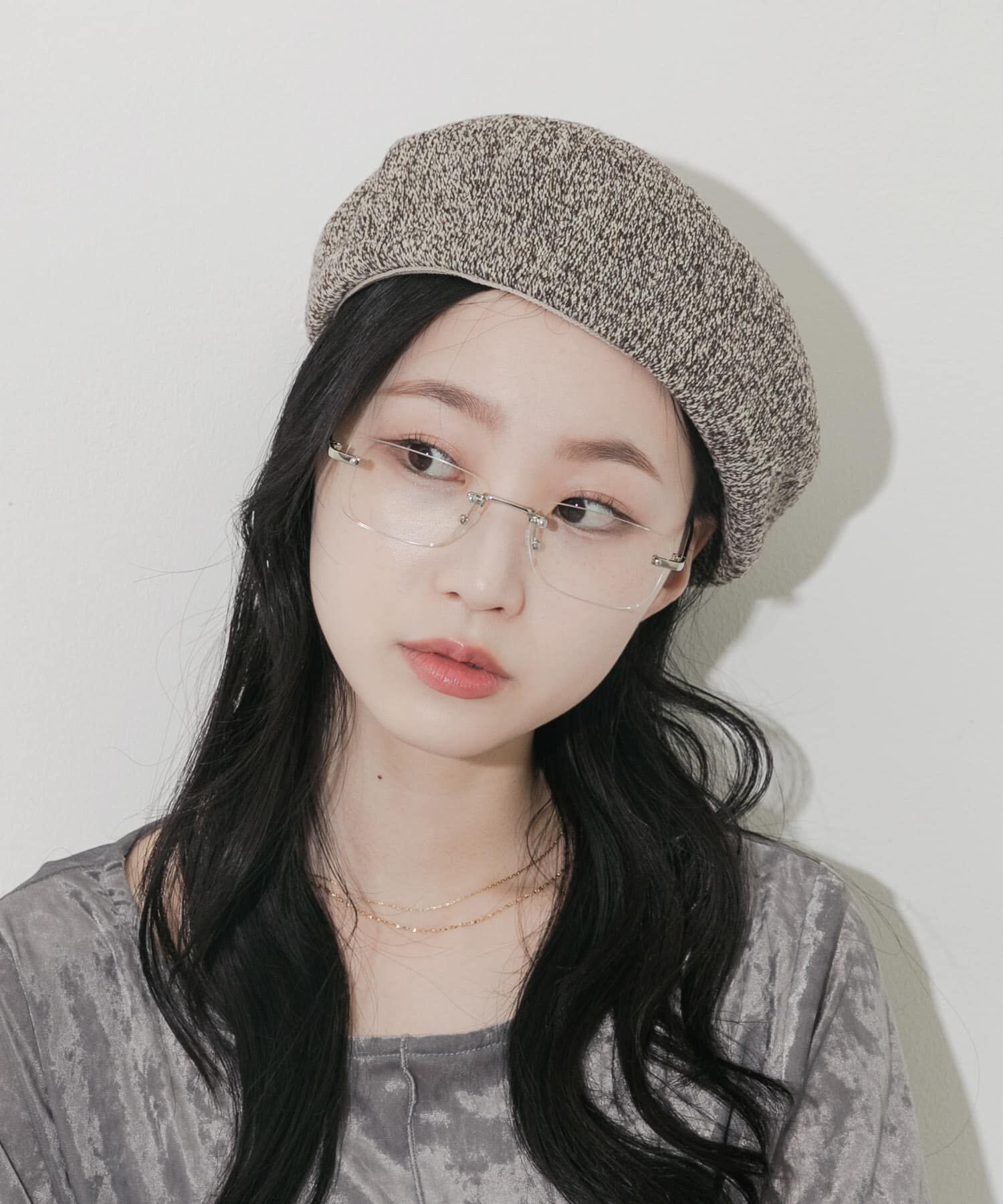 SMELLY「ミックスパターンベレー」|ハンチング・ベレー帽|ブラウン