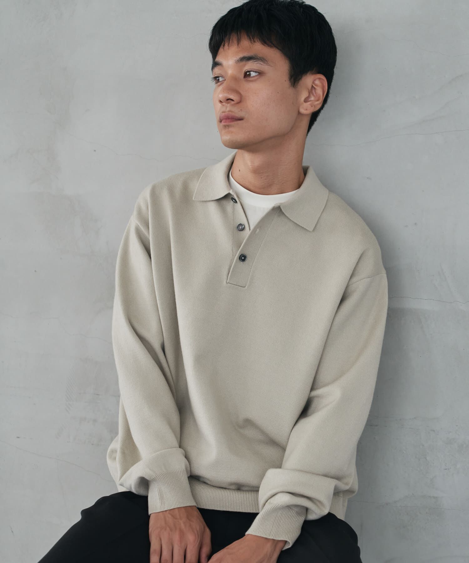 URBAN RESEARCH DOORS「『XLサイズ/WEB限定/仁村紗和さん着用』『UR TECH 200日ニット』 ポロシャツ」|ポロシャツ|ライトグレー