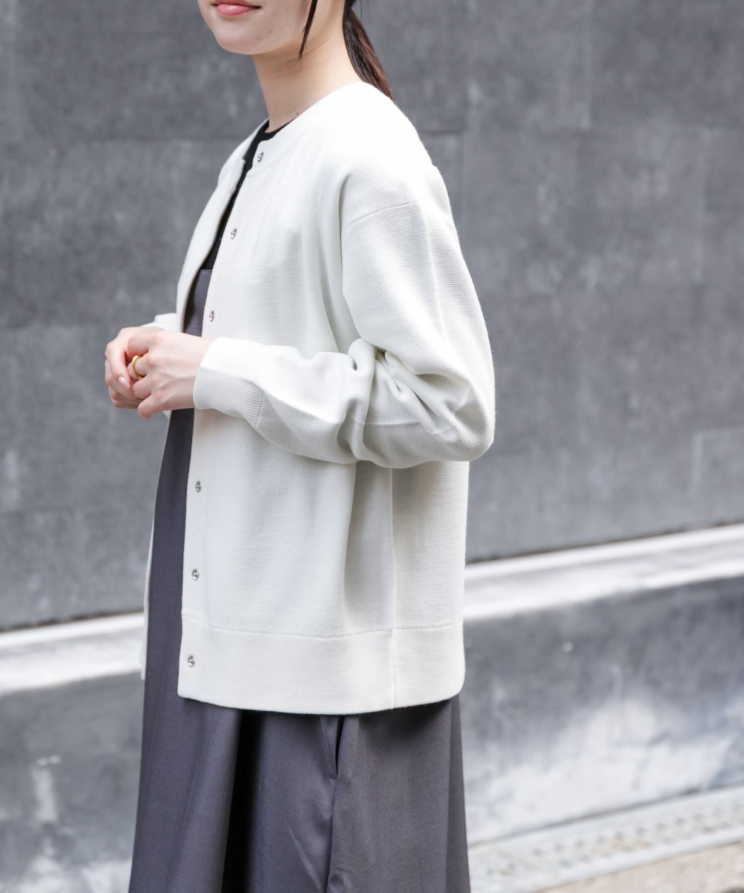 URBAN RESEARCH DOORS「FORK&SPOON　ミラノリブクルーネックカーディガン」|カーディガン|