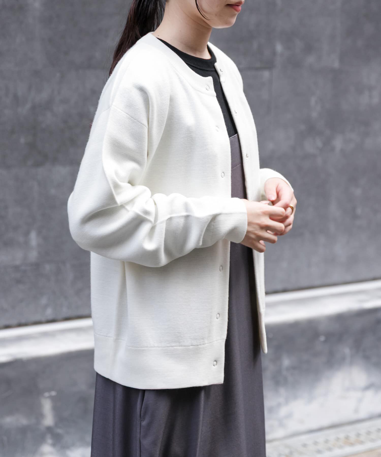 URBAN RESEARCH DOORS「FORK&SPOON　ミラノリブクルーネックカーディガン」|カーディガン|