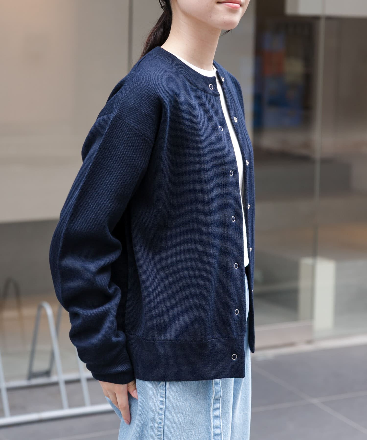 URBAN RESEARCH DOORS「FORK&SPOON　ミラノリブクルーネックカーディガン」|カーディガン|