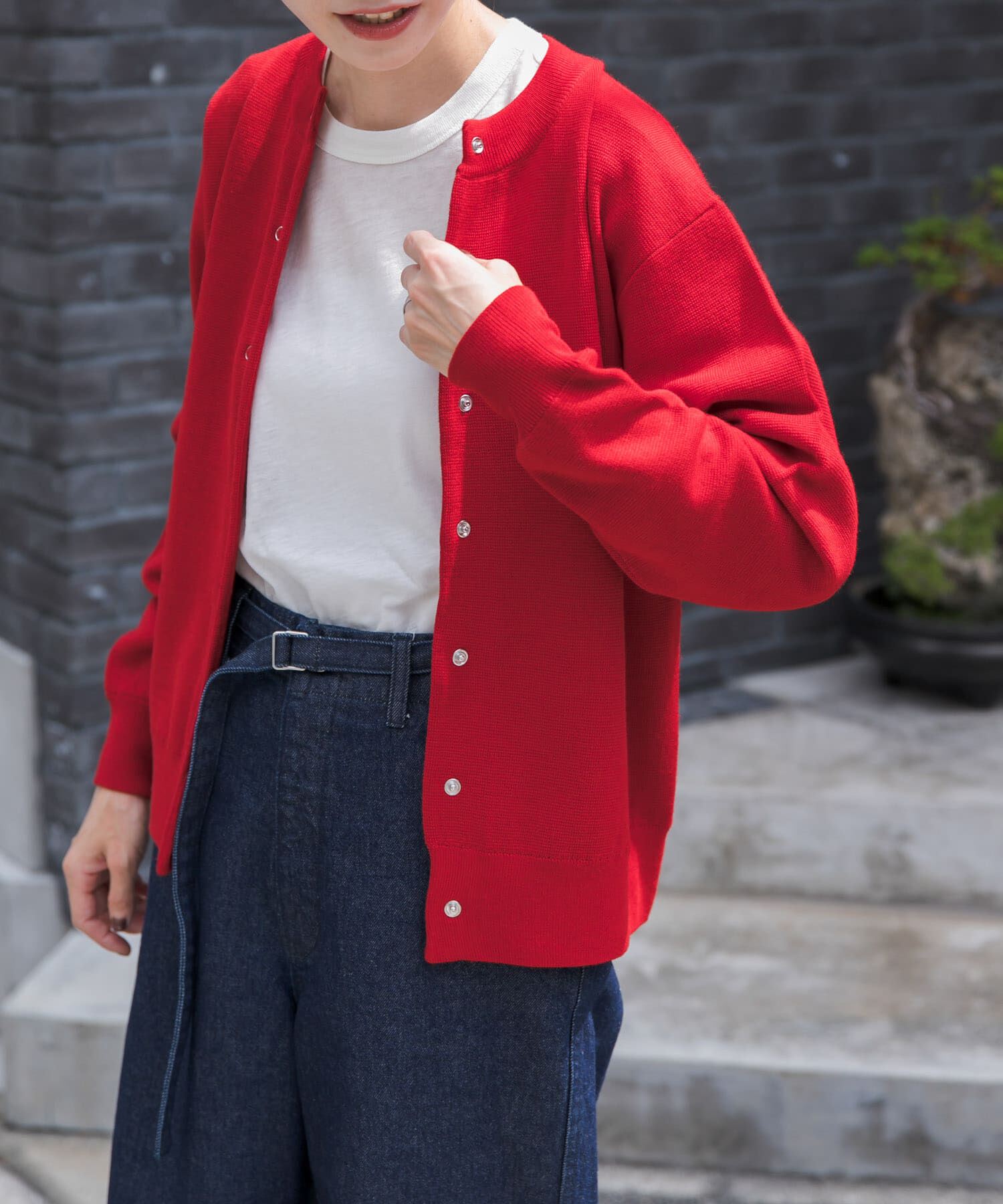 URBAN RESEARCH DOORS「FORK&SPOON　ミラノリブクルーネックカーディガン」|カーディガン|