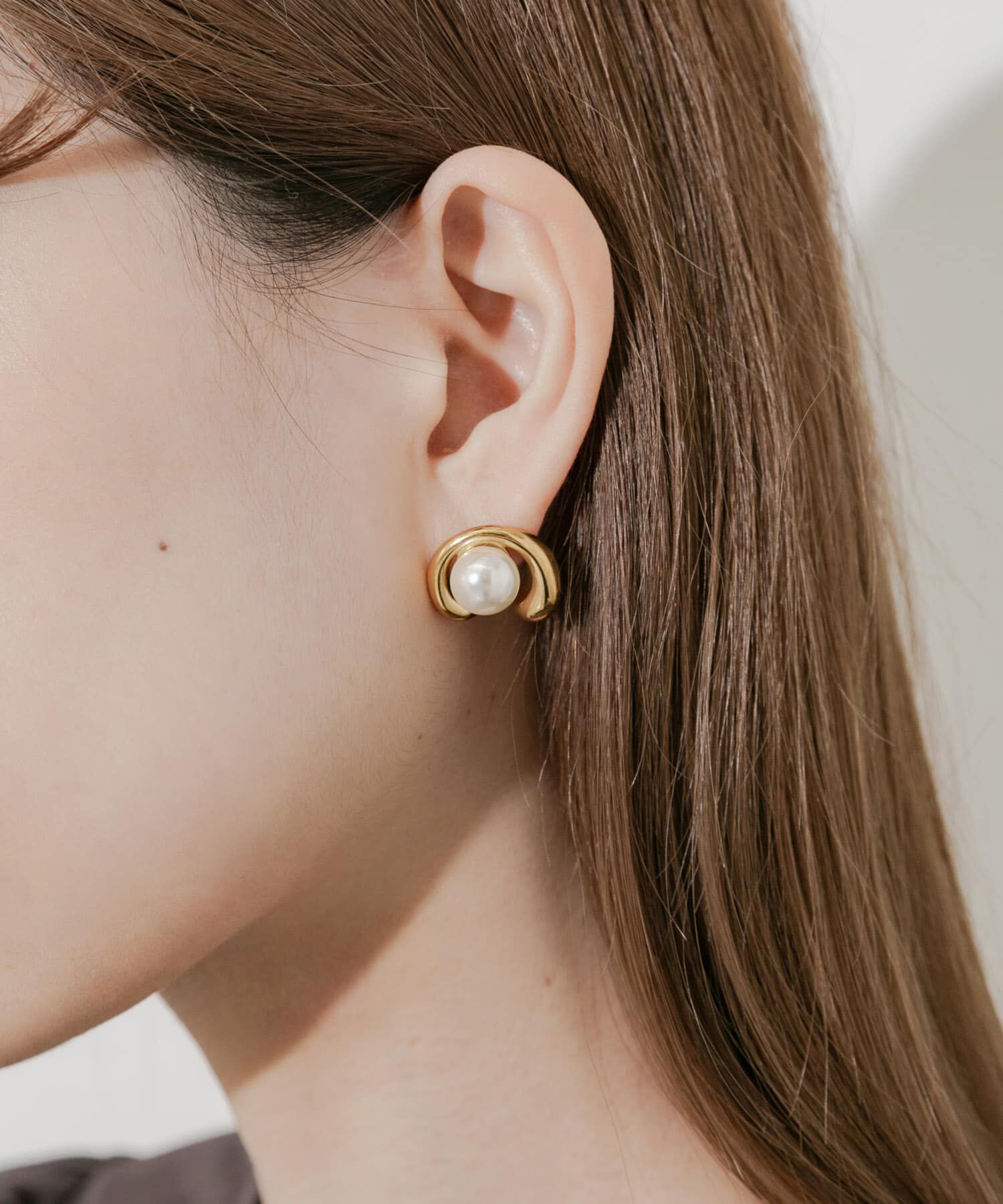 SMELLY「ステンレスオープンラウンドパールピアス」|ピアス|