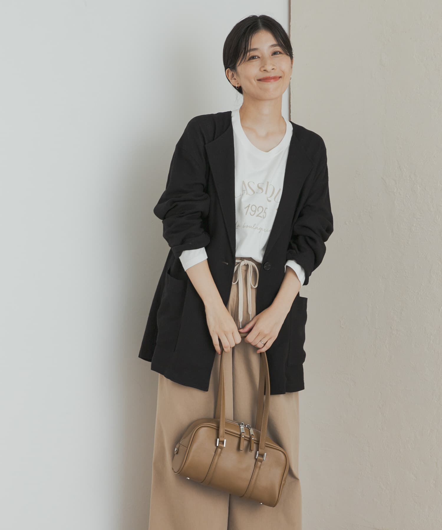 URBAN RESEARCH DOORS「ウエストドロストジャケット」|ノーカラーコート|