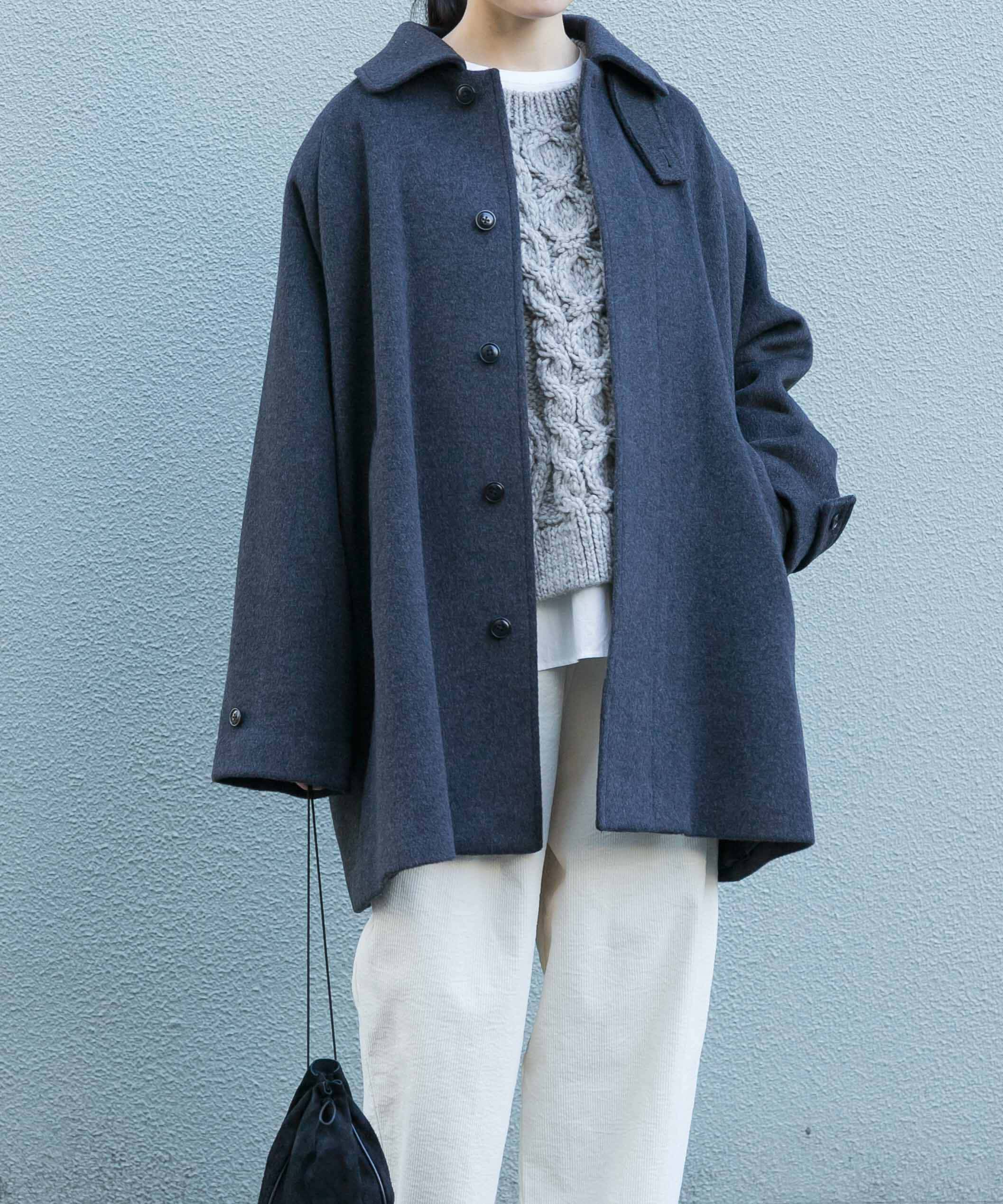 かぐれ「ウールバックタックショートコート」|ステンカラーコート|