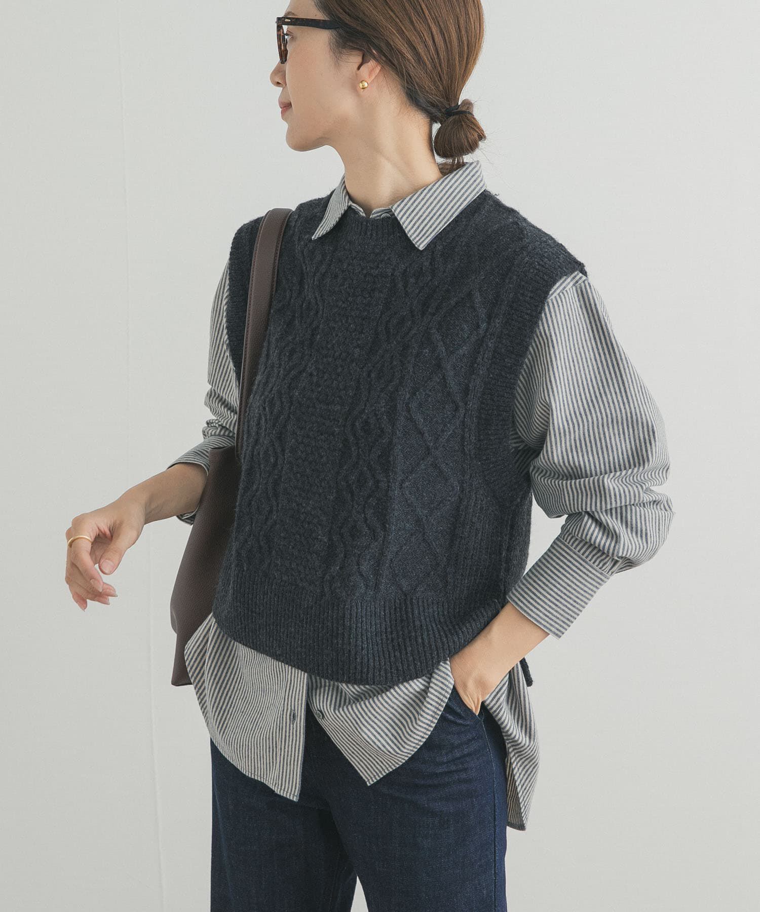 URBAN RESEARCH DOORS「ケーブル柄ニットベスト」|ベスト・ジレ|