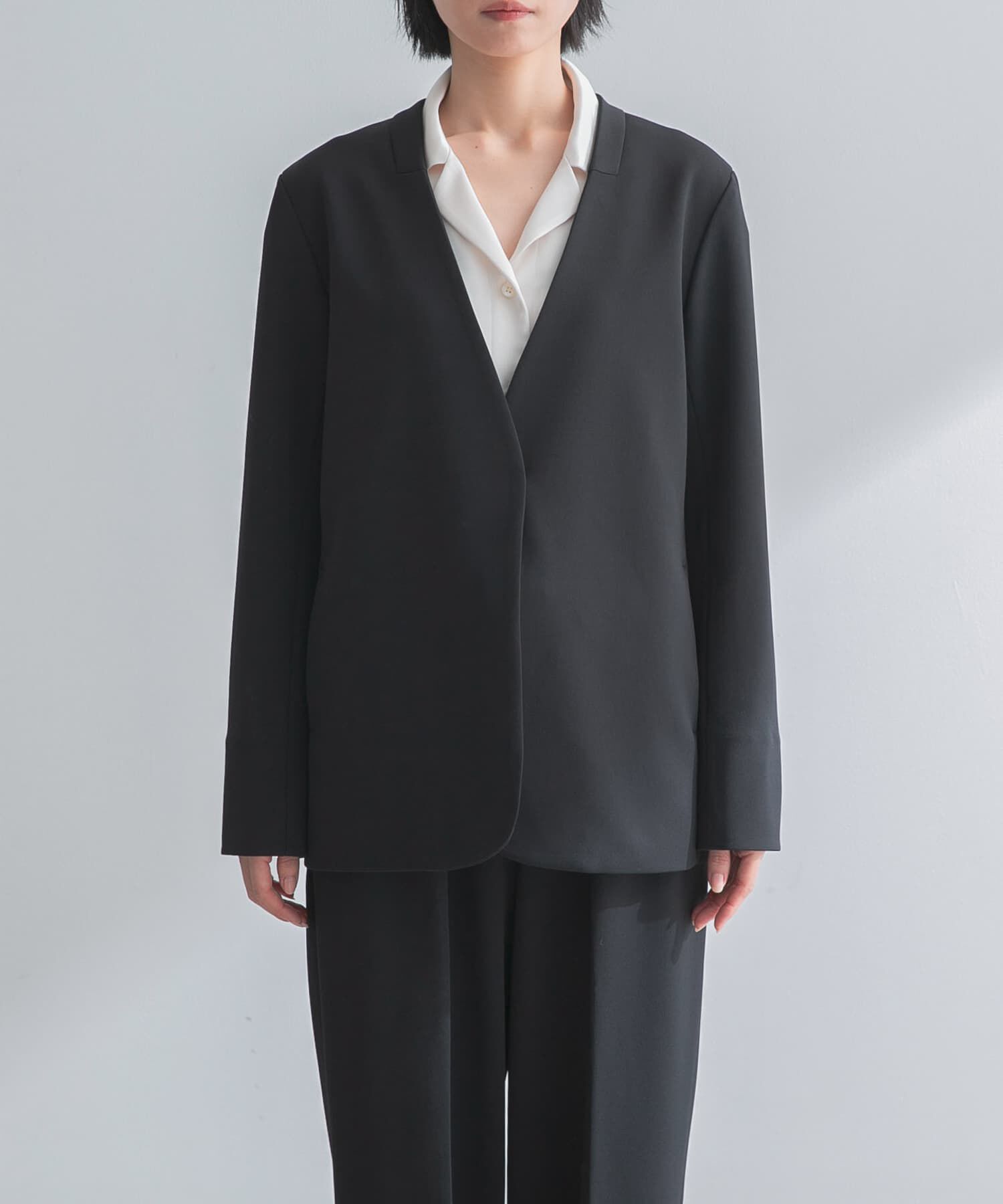 URBAN RESEARCH ROSSO「ストレッチツイルノーカラージャケット」|ノーカラージャケット|