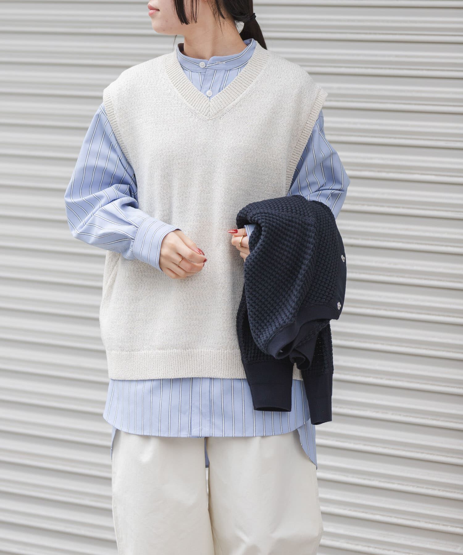 URBAN RESEARCH DOORS「FORK&SPOON　テープヤーンVネックニットベスト」|ベスト・ジレ|