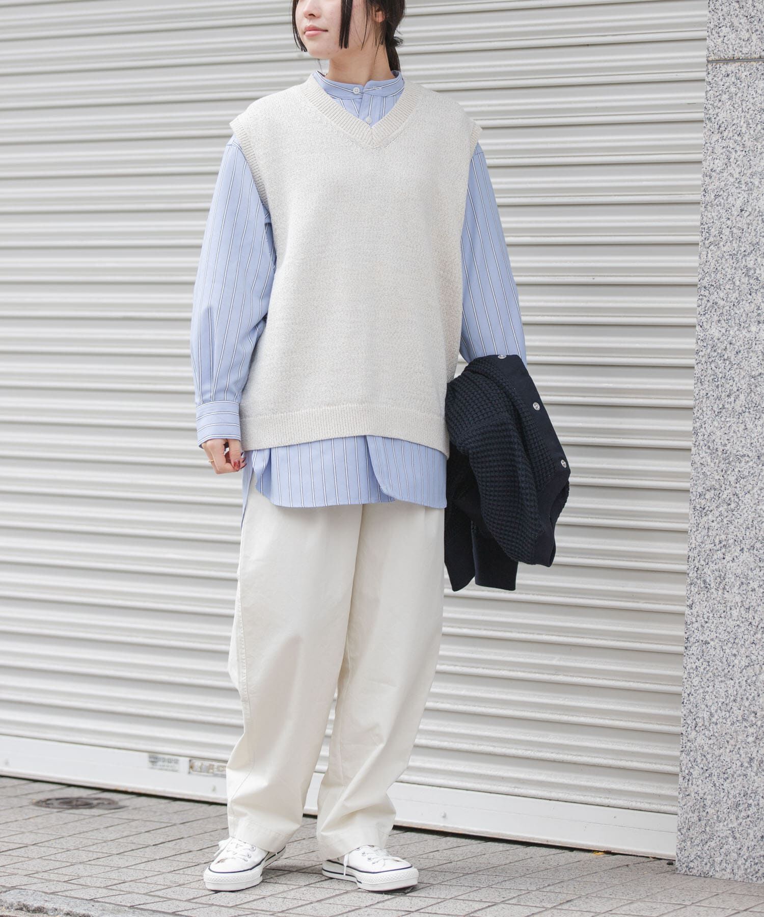 URBAN RESEARCH DOORS「FORK&SPOON　テープヤーンVネックニットベスト」|ベスト・ジレ|