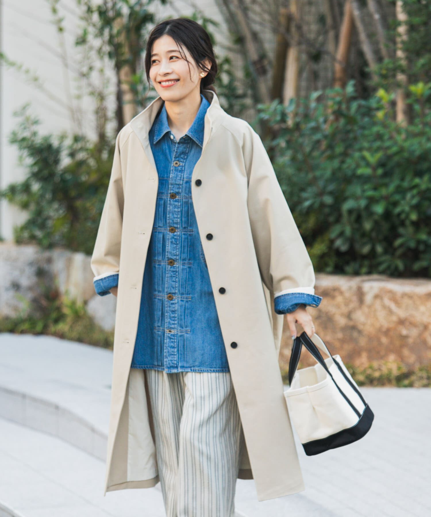 URBAN RESEARCH DOORS「『撥水』BACKヨークスタンドカラーコート」|ノーカラーコート|