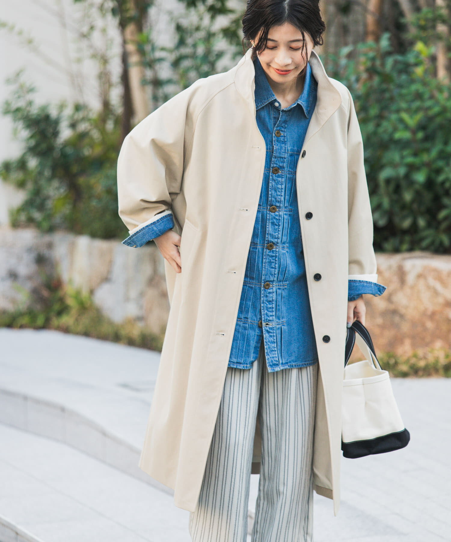 URBAN RESEARCH DOORS「『撥水』BACKヨークスタンドカラーコート」|ノーカラーコート|