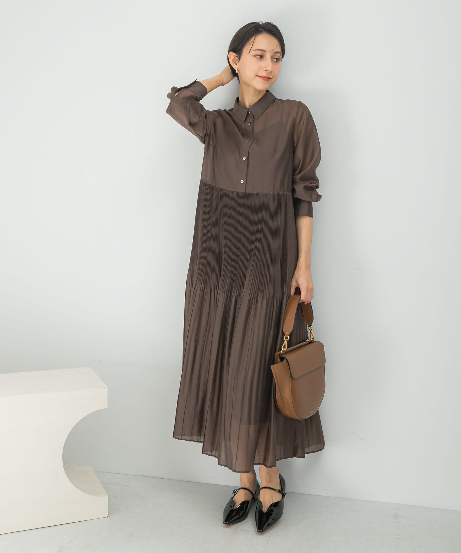 URBAN RESEARCH ROSSO「プリーツロングシャツワンピース」|ワンピース|