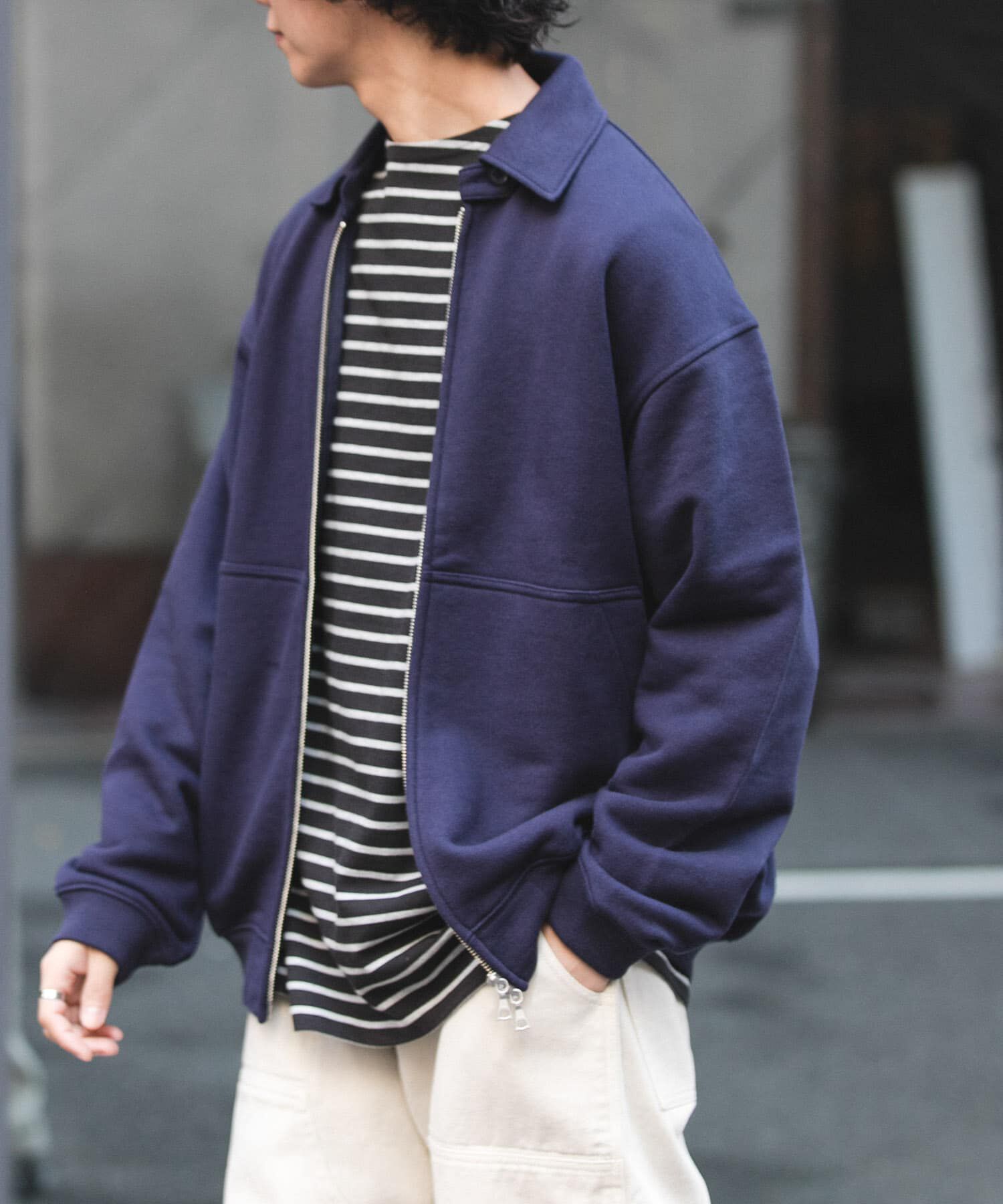 URBAN RESEARCH DOORS「FORK&SPOON　ジップスウェットカーディガン」|カーディガン|ネイビー