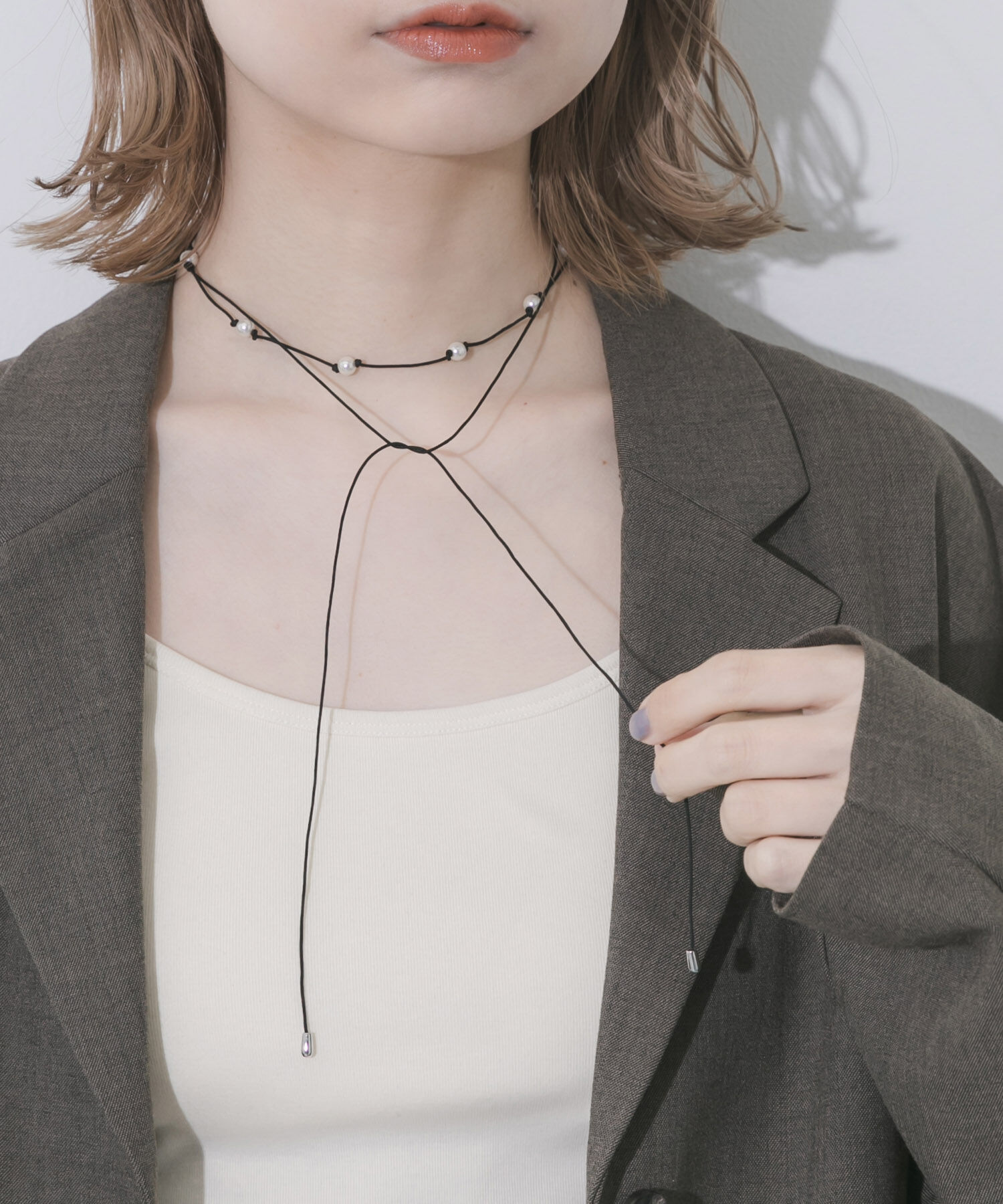 SMELLY「パールコードチョーカーネックレス」|ネックレス|