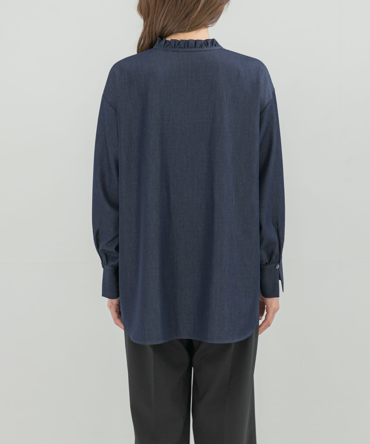 URBAN RESEARCH ROSSO「フリルネックデニムブラウス」|シャツ・ブラウス|