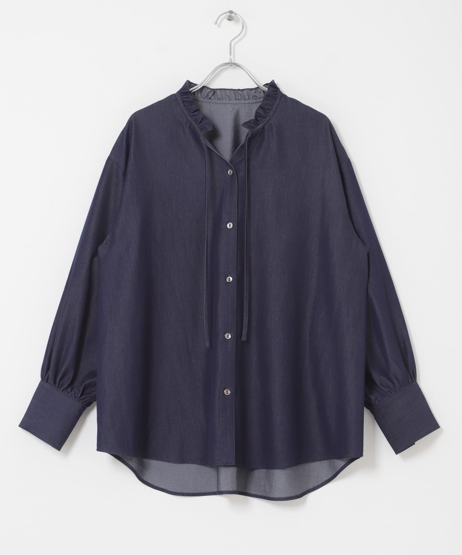 URBAN RESEARCH ROSSO「フリルネックデニムブラウス」|シャツ・ブラウス|