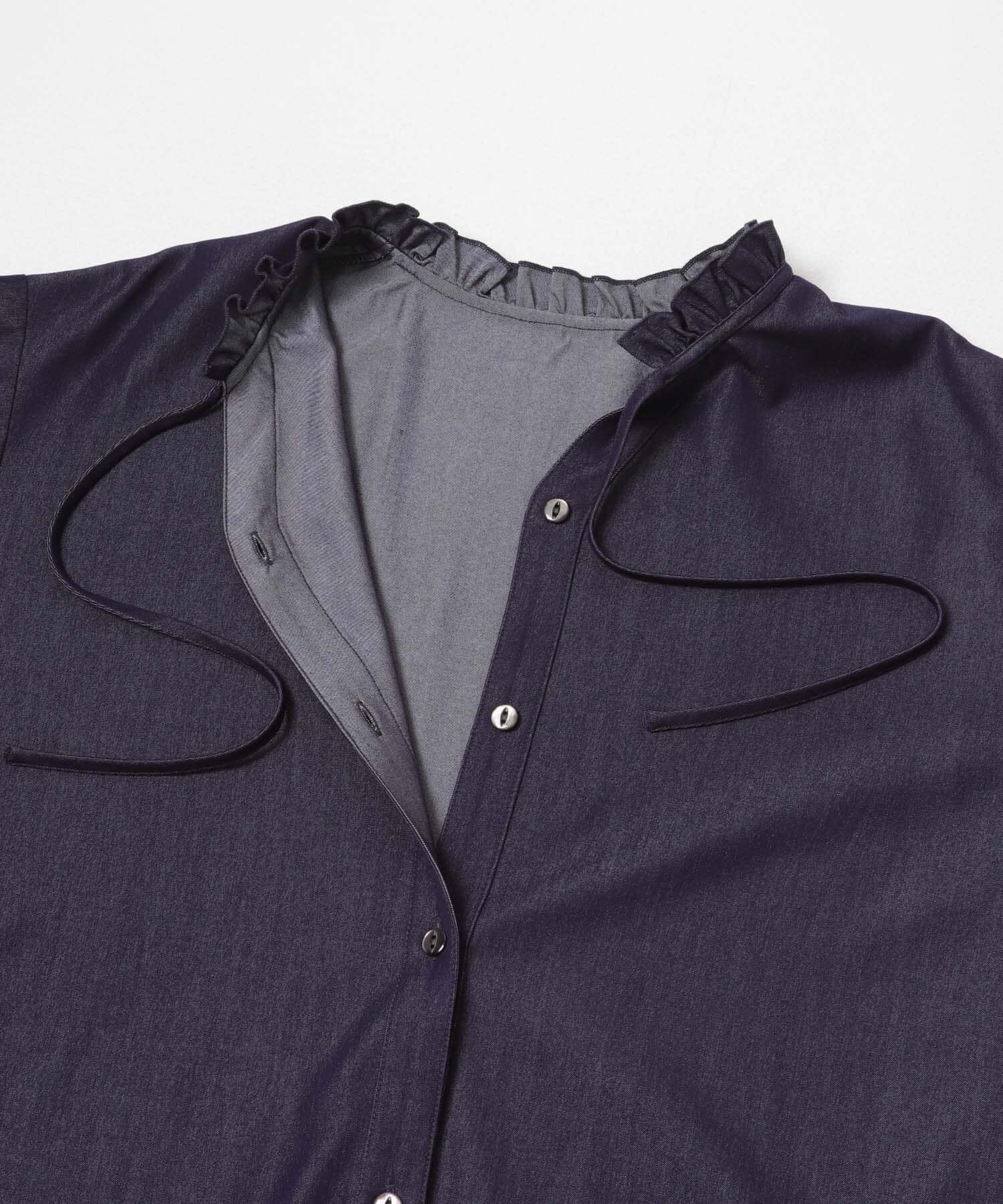 URBAN RESEARCH ROSSO「フリルネックデニムブラウス」|シャツ・ブラウス|