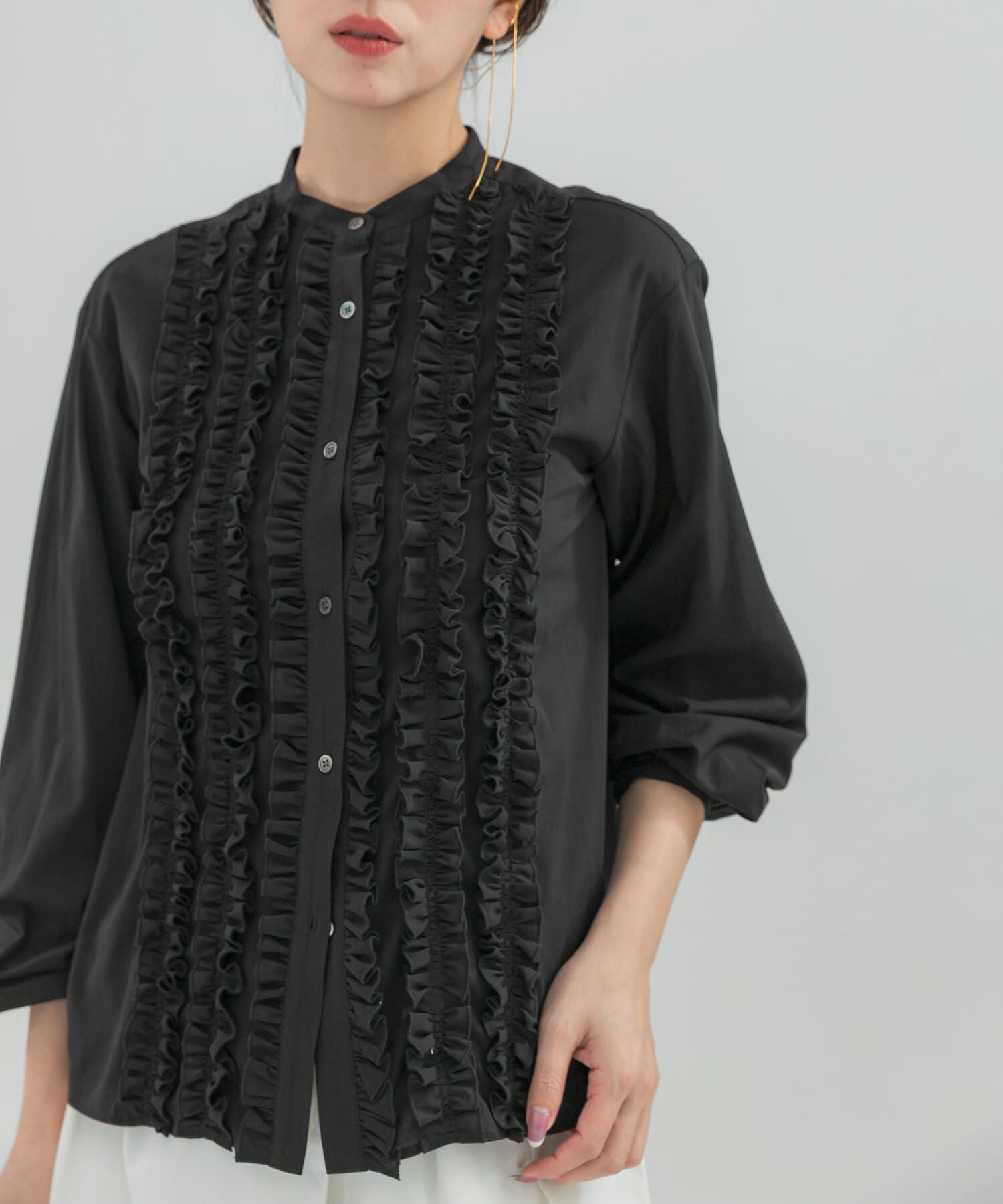 URBAN RESEARCH ROSSO「フロントフリルデザインブラウス」|シャツ・ブラウス|