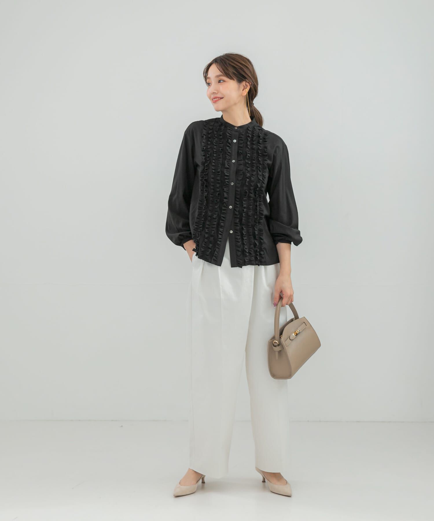 URBAN RESEARCH ROSSO「フロントフリルデザインブラウス」|シャツ・ブラウス|