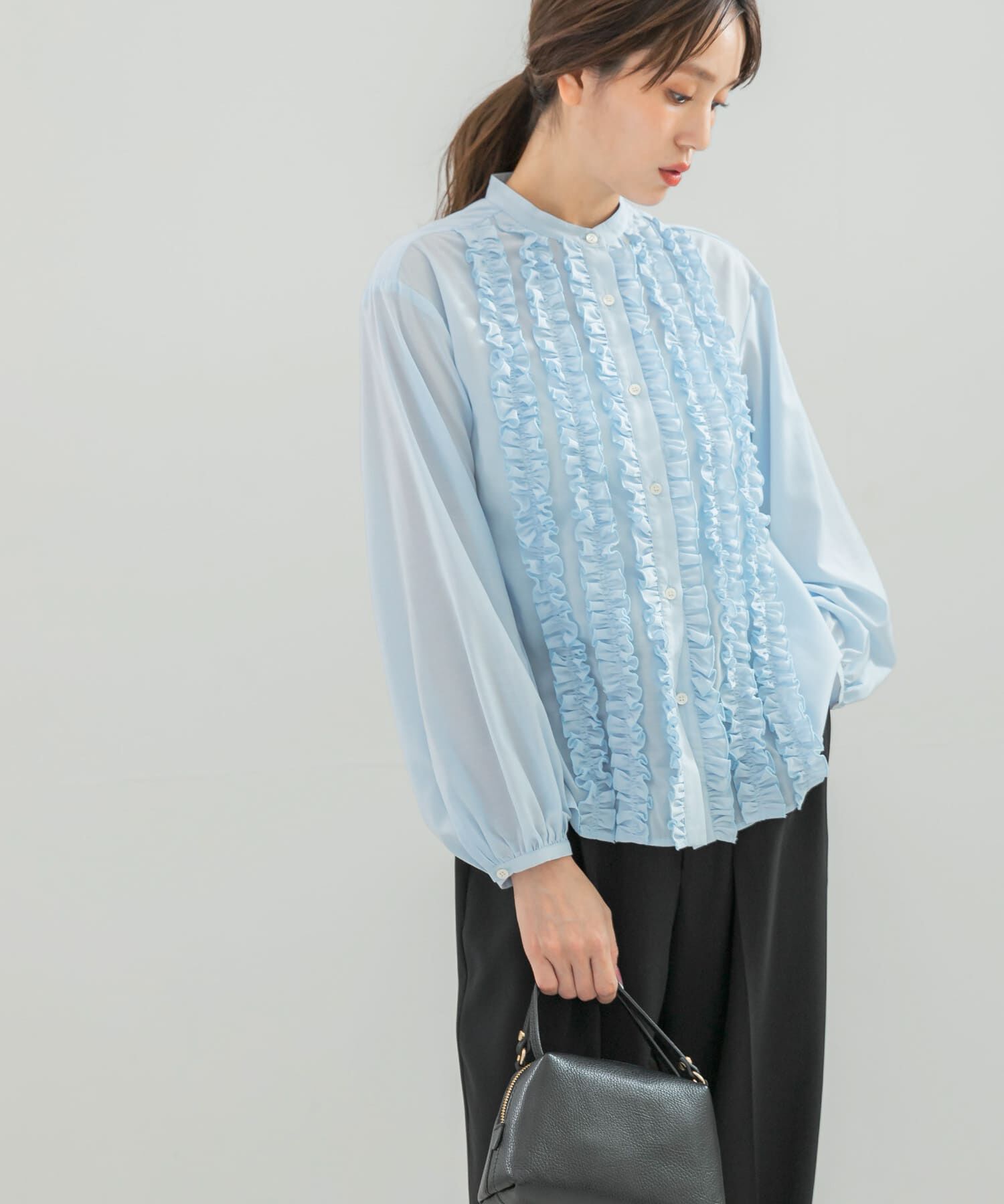 URBAN RESEARCH ROSSO「フロントフリルデザインブラウス」|シャツ・ブラウス|