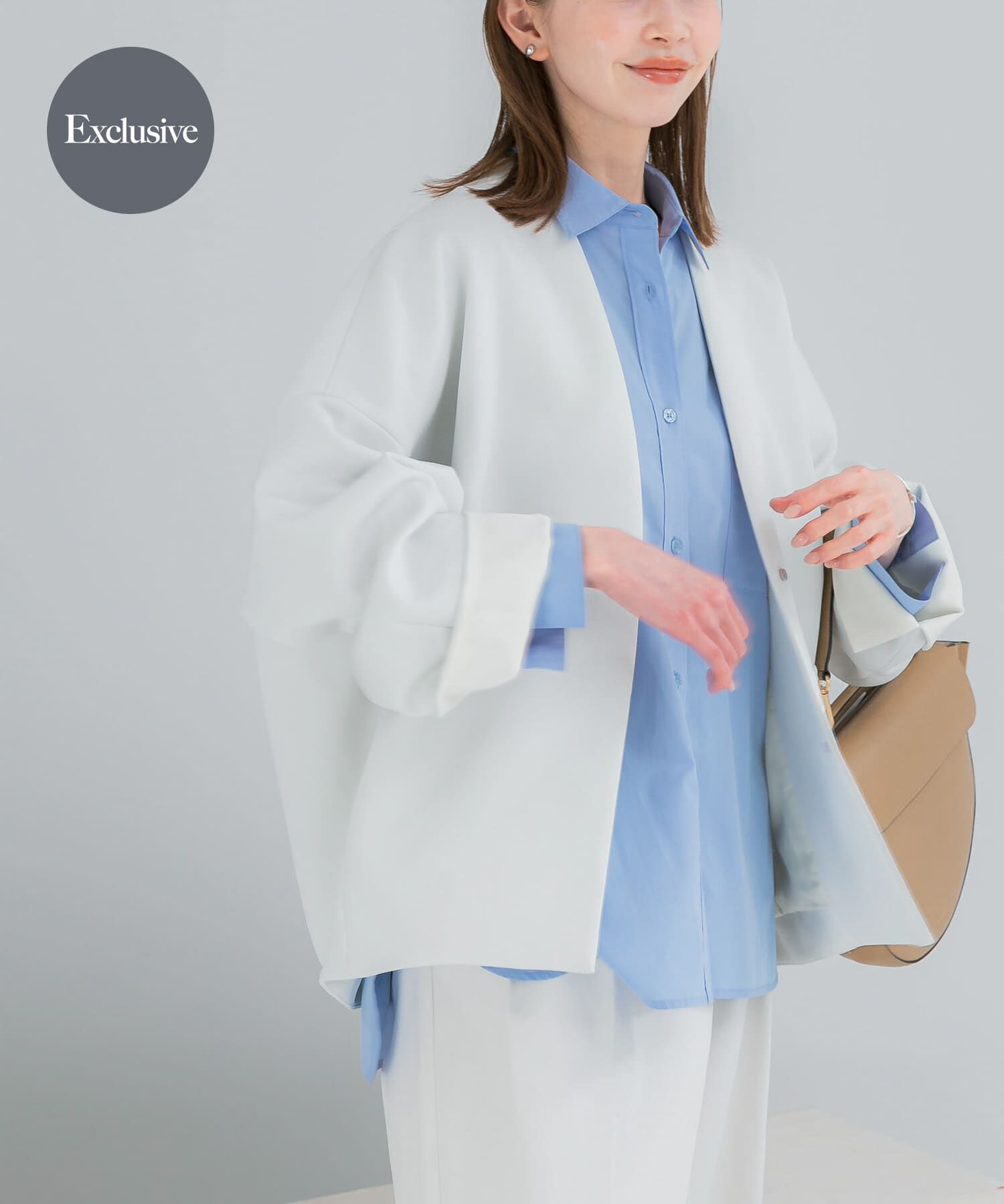 URBAN RESEARCH ROSSO「『一部別注カラー』ELENDEEK　FORM SHORT COAT」|ノーカラージャケット|オフホワイト