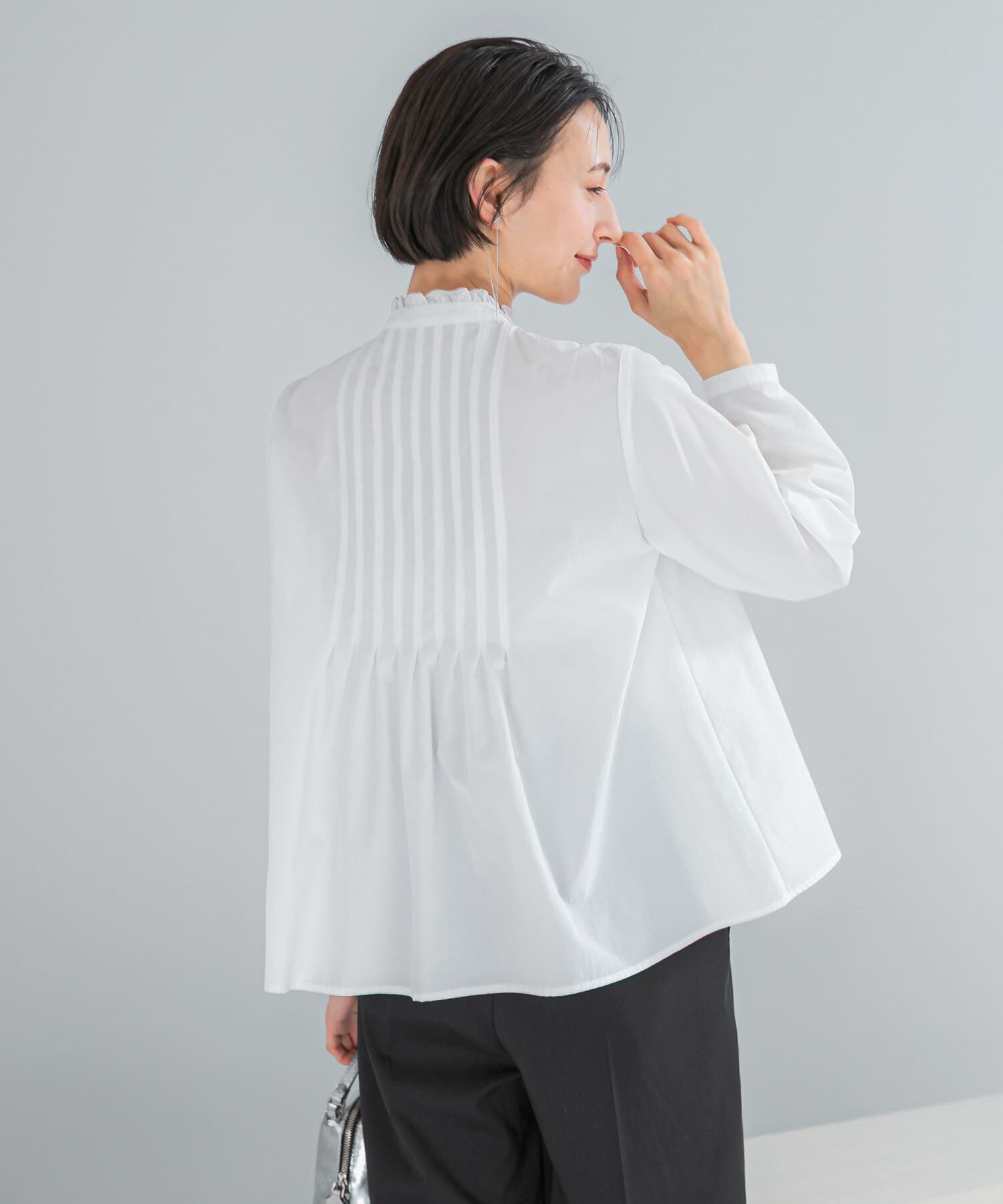 URBAN RESEARCH ROSSO「『WEB限定』フリルネックレースデザインシャツブラウス」|シャツ・ブラウス|