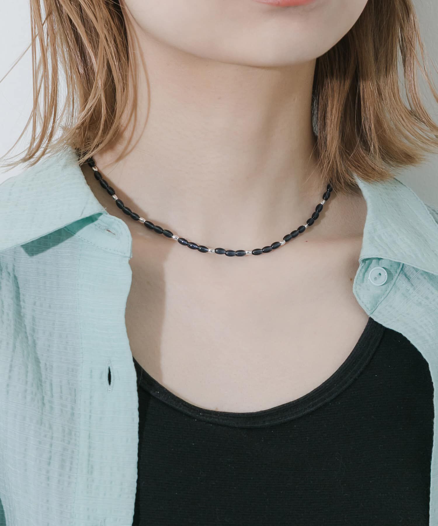 SMELLY「クリアカラーオーバルビーズネックレス」|ネックレス|ブルー系その他