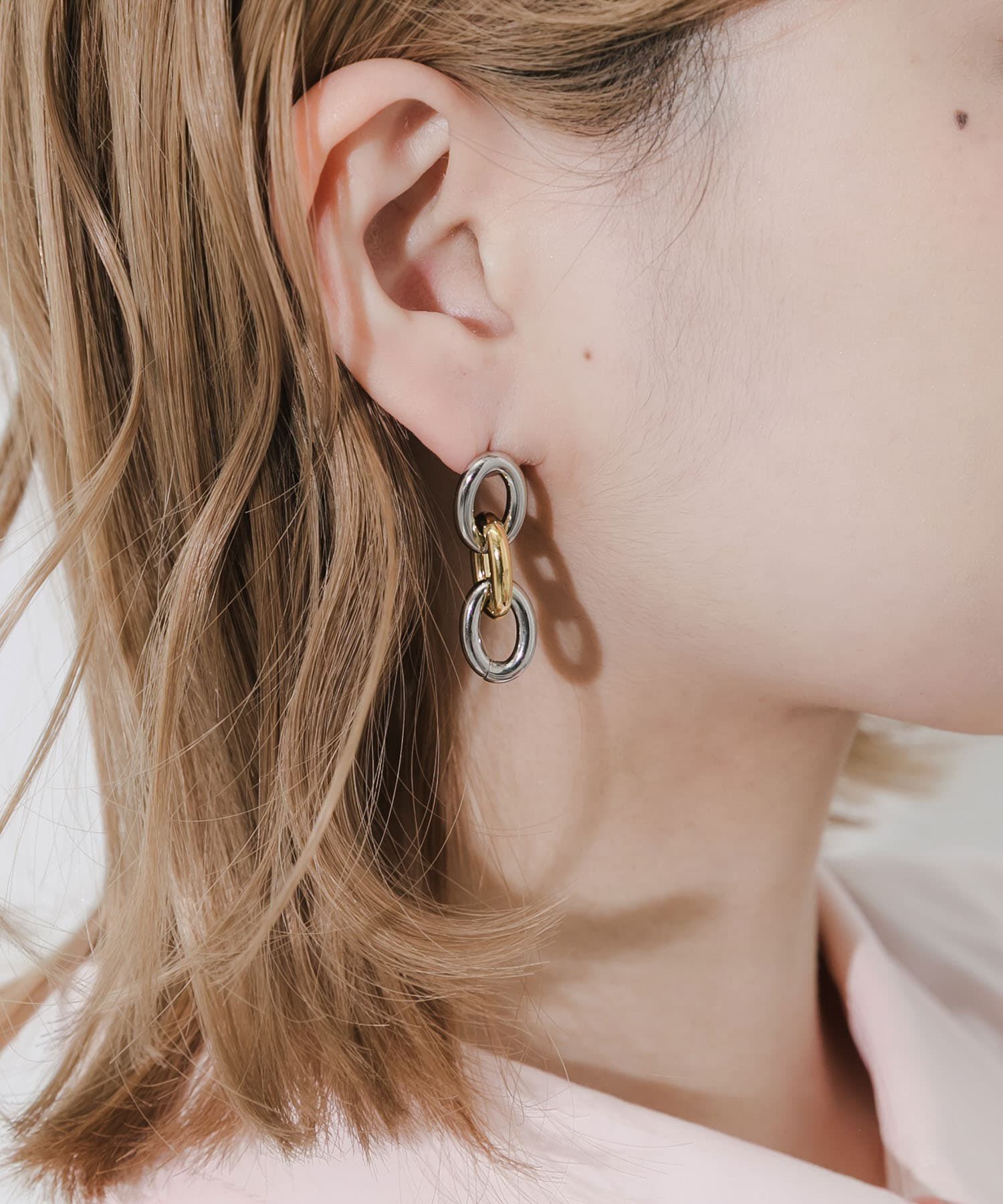 SMELLY「ステンレスコンビカラーチェーンピアス」|ピアス|