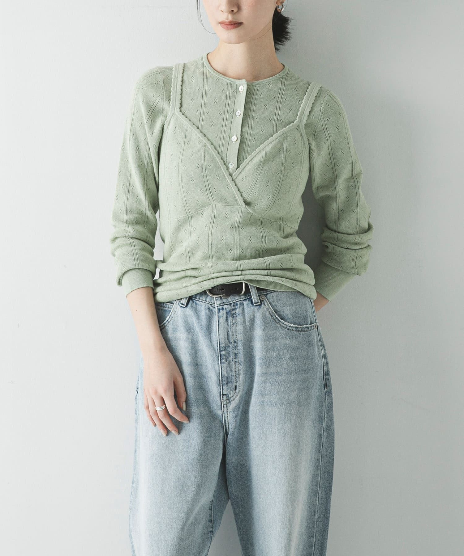 URBAN RESEARCH「パターンメッシュニットキャミソール」|ニット・セーター|