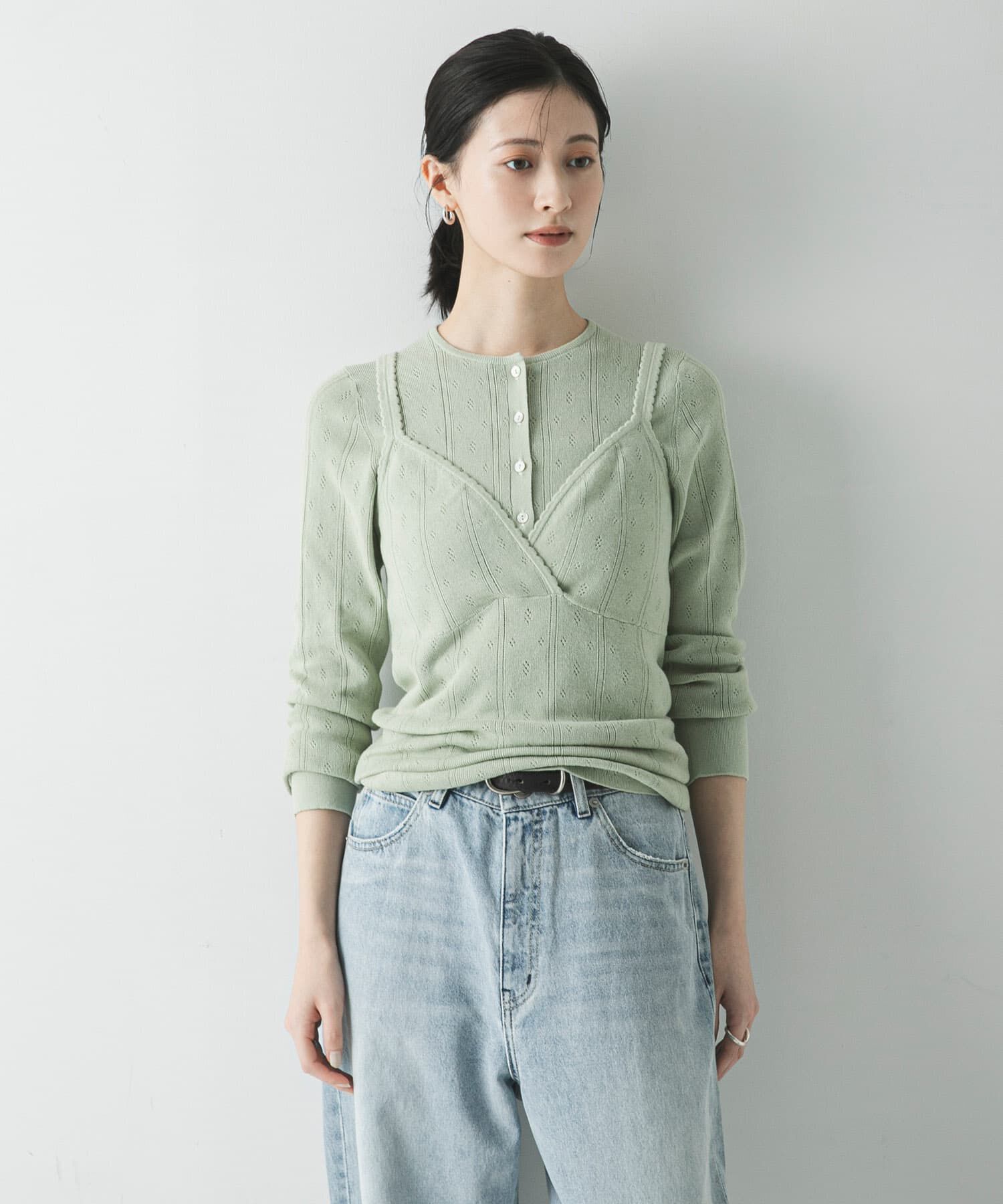 URBAN RESEARCH「パターンメッシュニットキャミソール」|ニット・セーター|