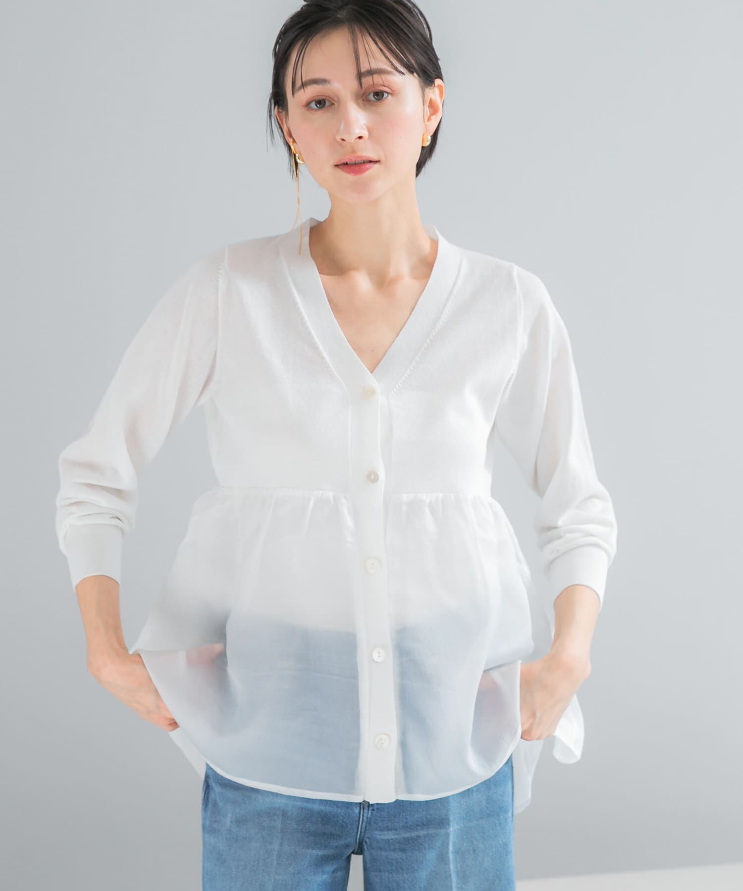 URBAN RESEARCH ROSSO「『WEB限定』ドッキングペプラムカーディガン」|ニット・セーター|